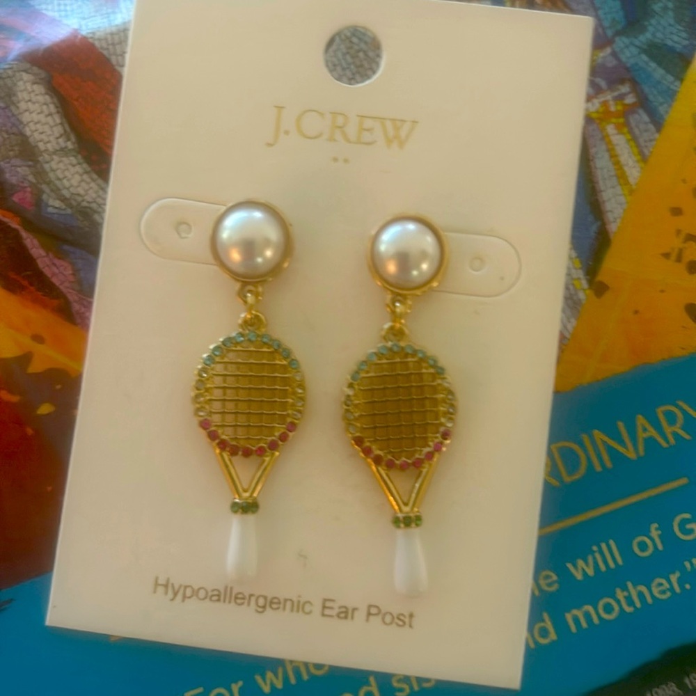 J crew drop racquet earrings